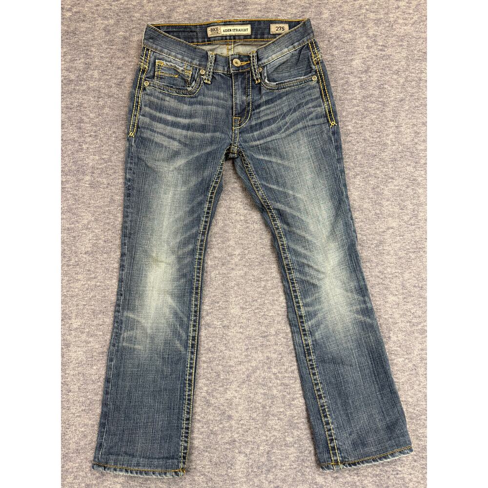 BKE Demin Aiden Straight Cut Jeans Dark Wash Women's Junior's Size 27 Short